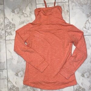 The Black Dog Chunky Turtleneck Top Sz XS Women’s Orange  Drawstring Logo Hi-Lo